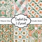 English Ivy and Apricot Polymer Clay Transfer Sheets F170