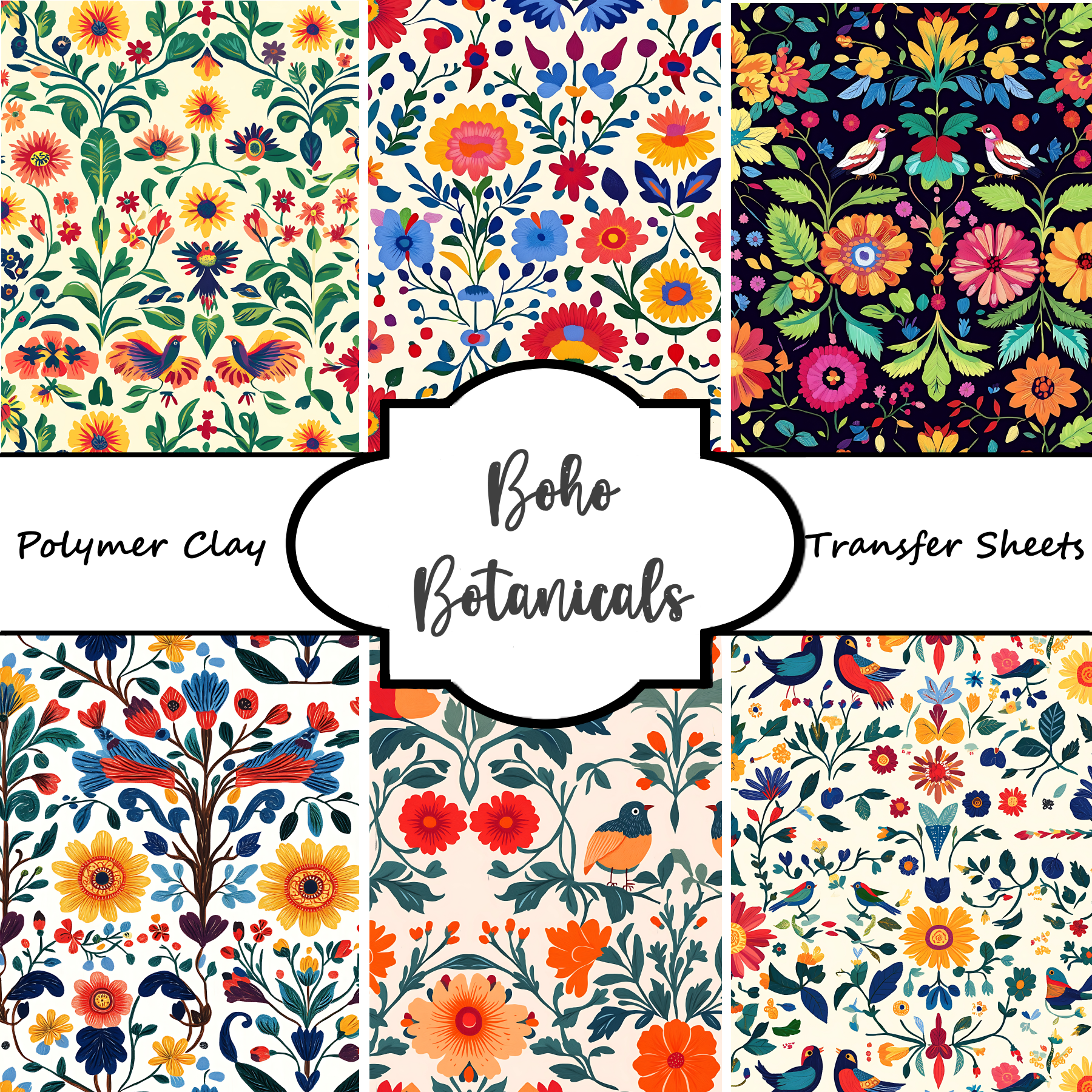 BOHO BOTANICALS Polymer Clay Transfer Sheets F184