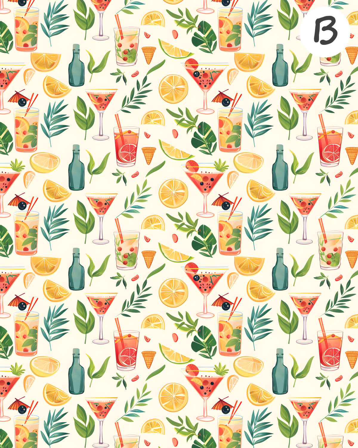 SUMMER COCKTAILS Polymer Clay Transfer Sheets F185