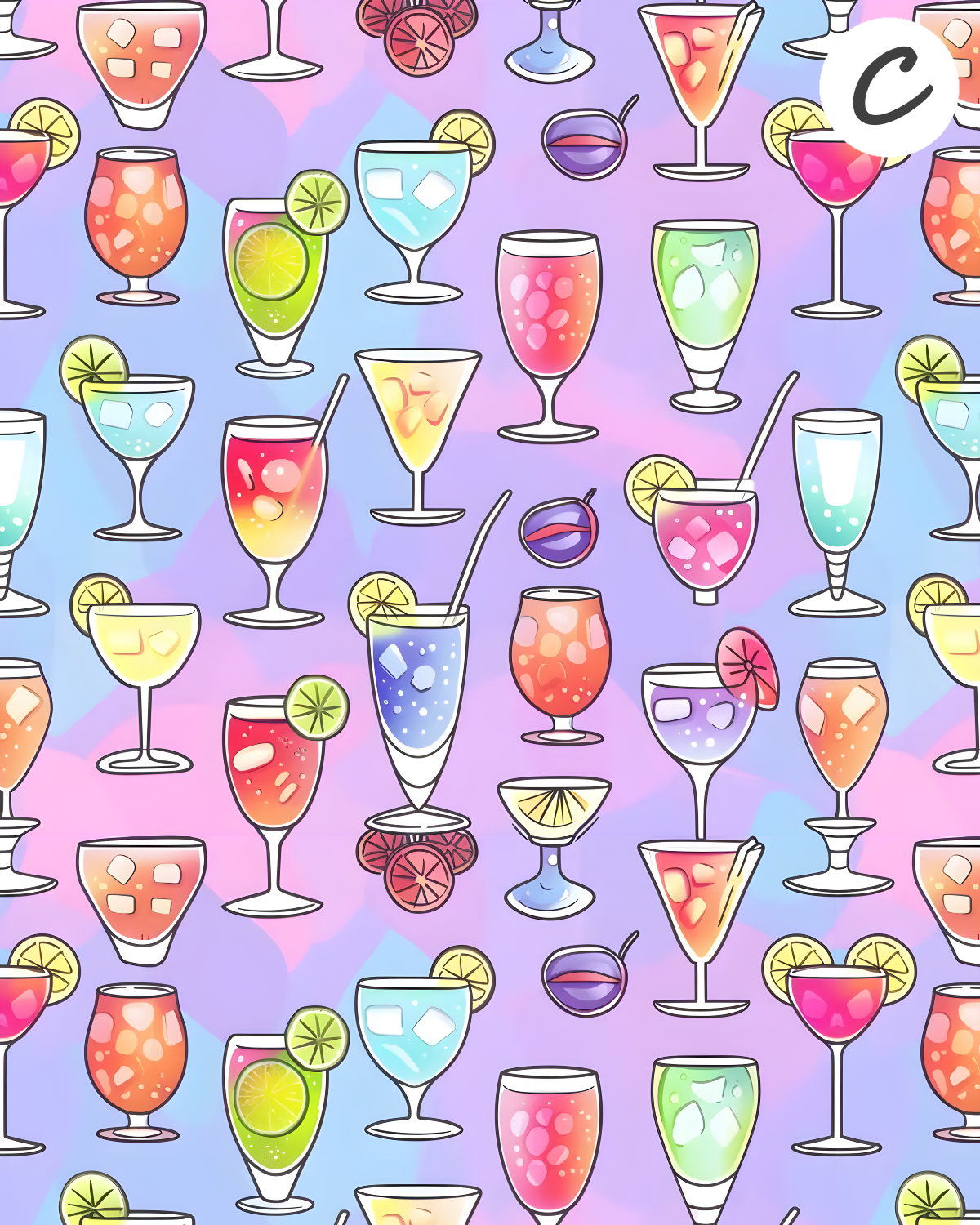 SUMMER COCKTAILS Polymer Clay Transfer Sheets F185