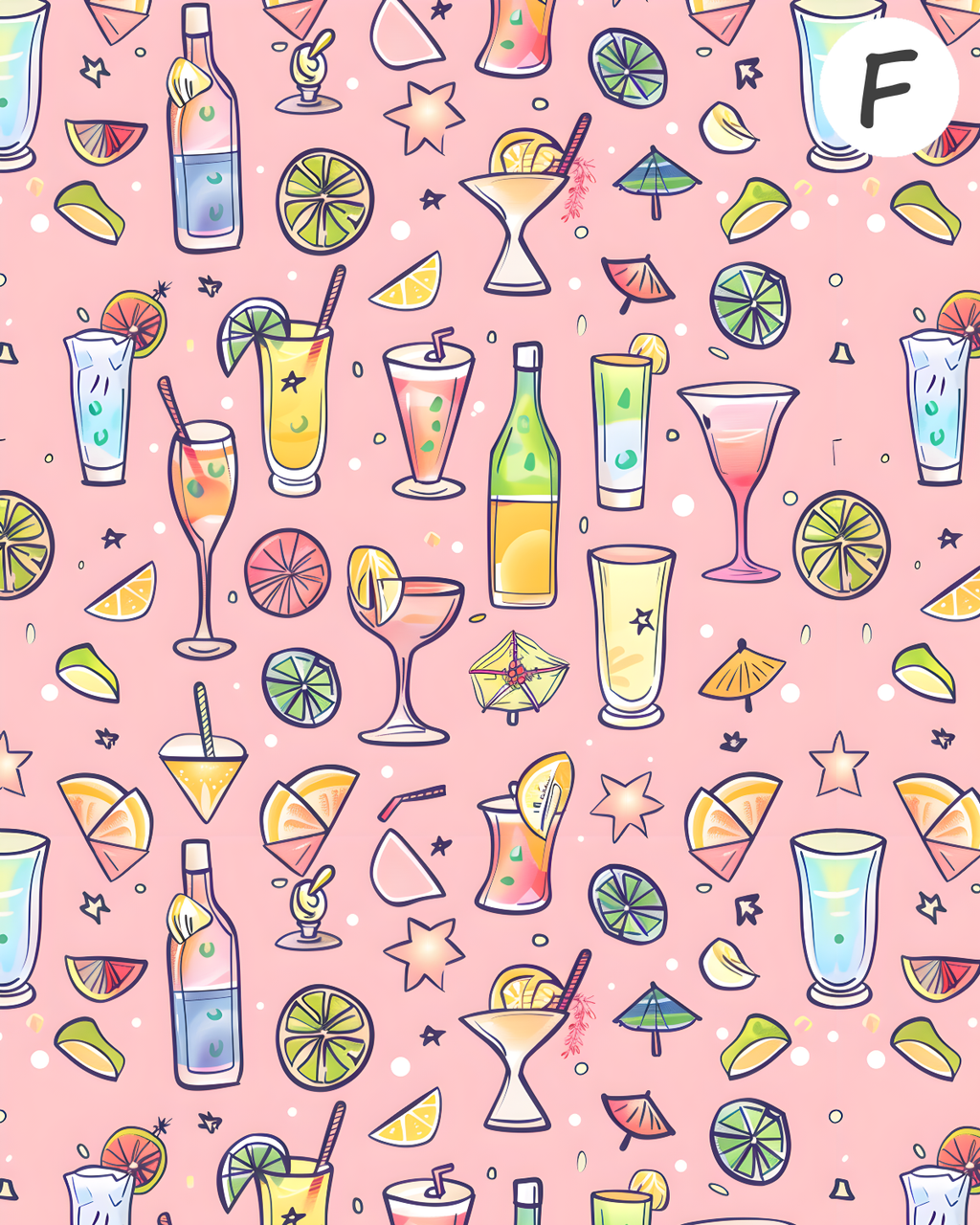 SUMMER COCKTAILS Polymer Clay Transfer Sheets F185