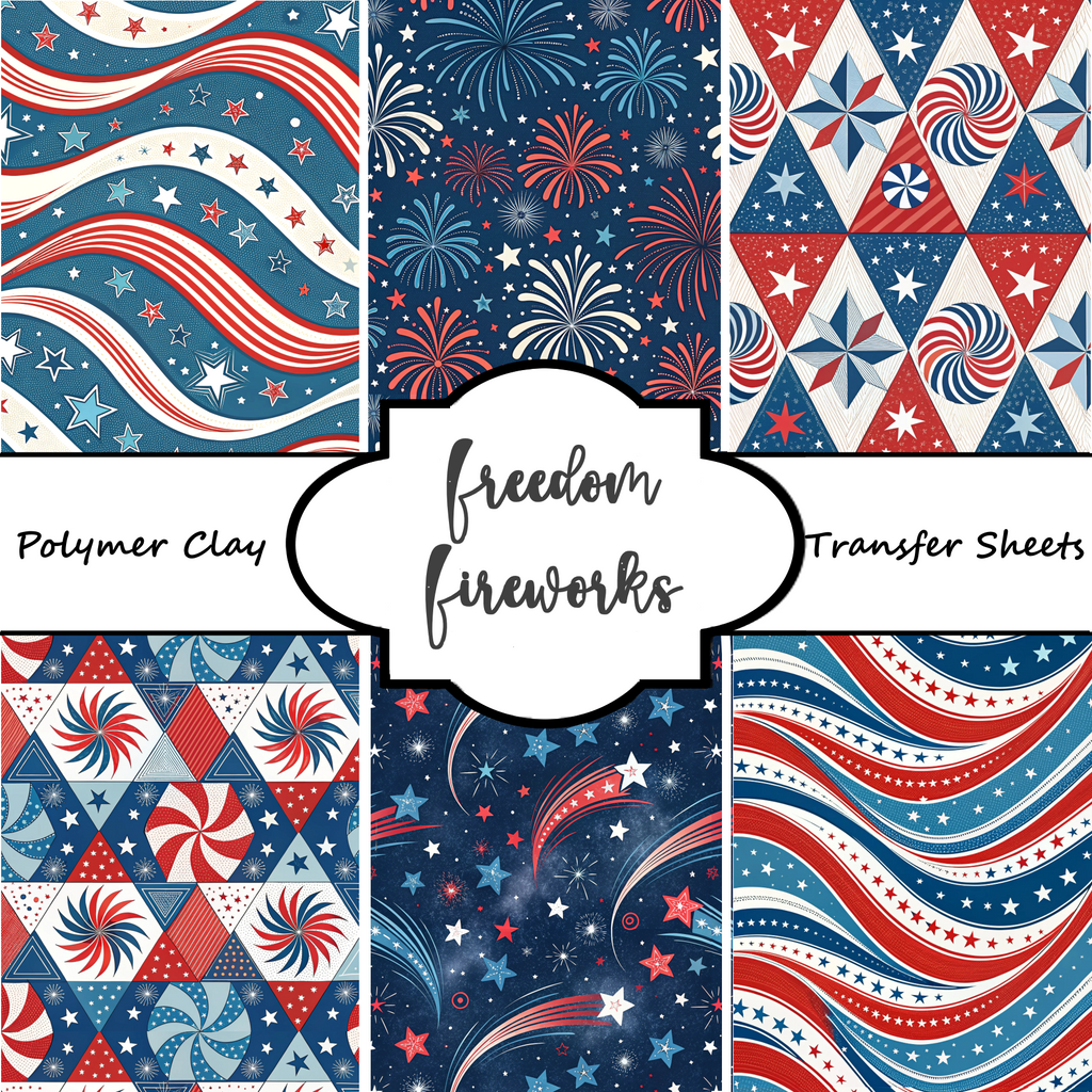 FREEDOM FIREWORKS Polymer Clay Transfer Sheets F186