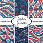 FREEDOM FIREWORKS Polymer Clay Transfer Sheets F186