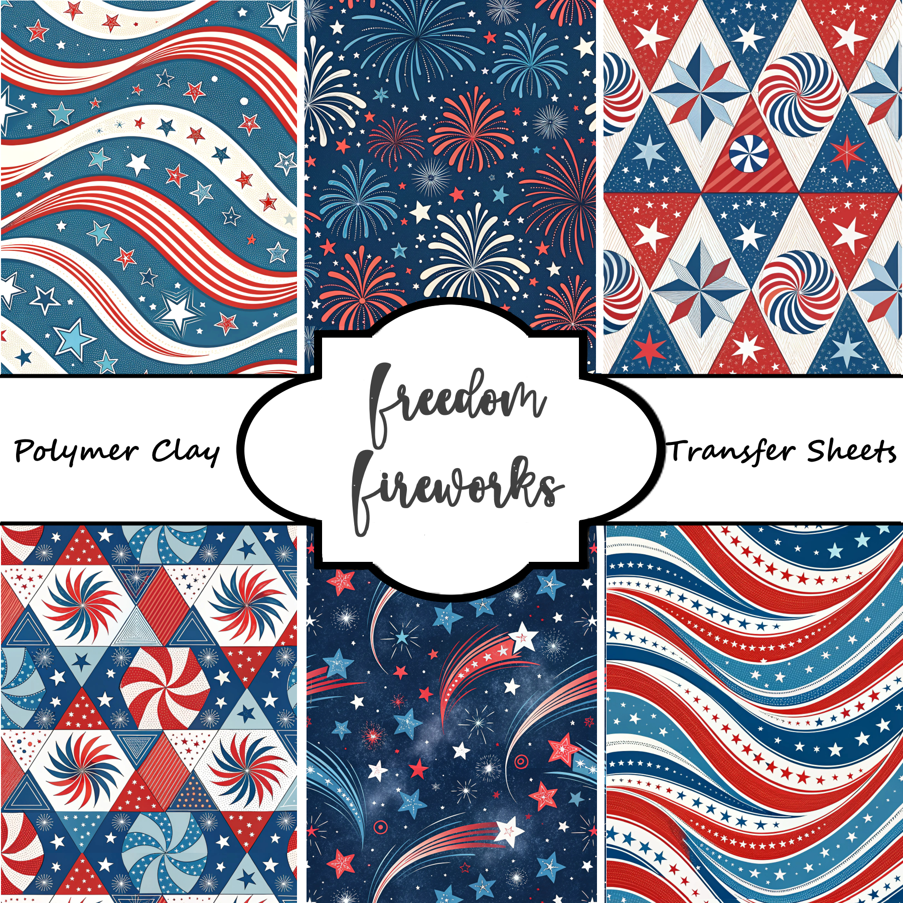 FREEDOM FIREWORKS Polymer Clay Transfer Sheets F186