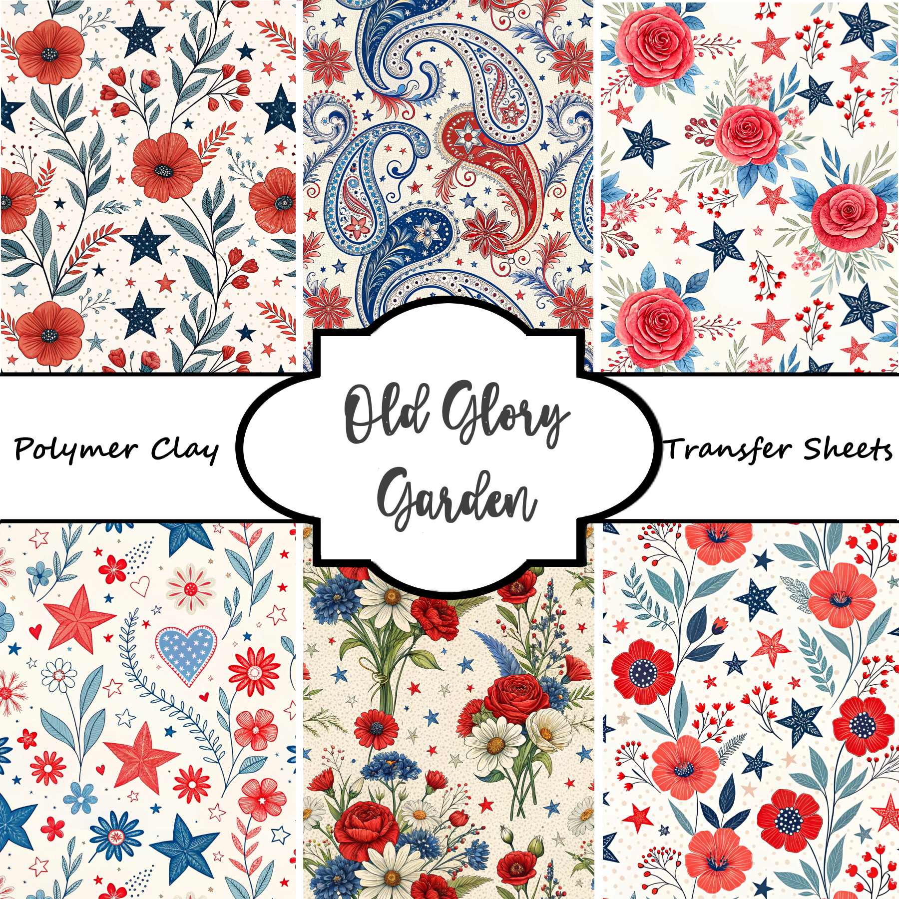 OLD GLORY GARDEN Polymer Clay Transfer Sheets F187