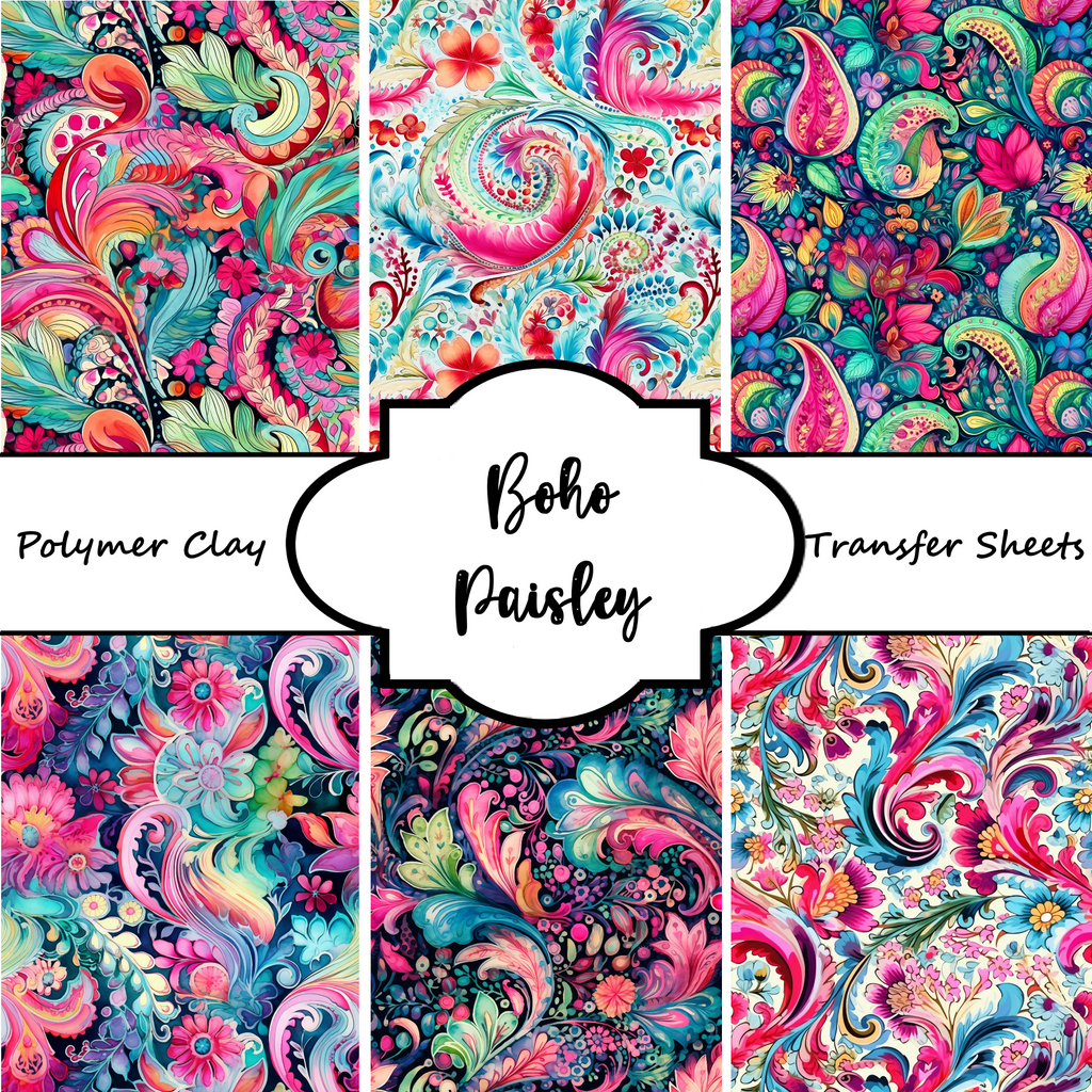 BOHO PAISLEY Polymer Clay Transfer Sheets F188