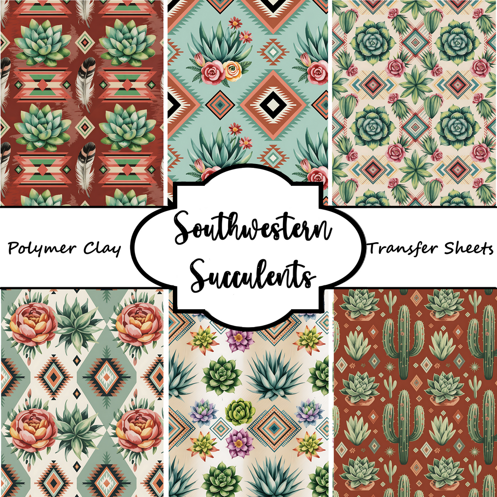 Southwestern Succulents Polymer Clay Transfer Sheets F193