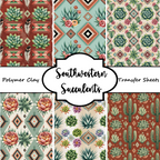 Southwestern Succulents Polymer Clay Transfer Sheets F193