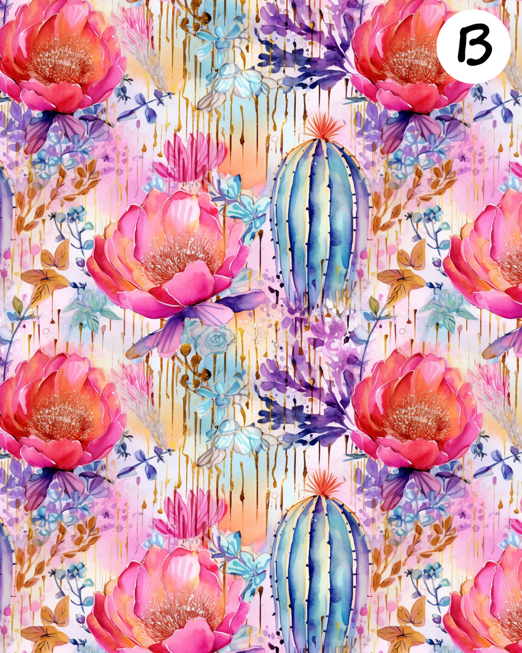 WATERCOLOR CACTUS Polymer Clay Transfer Sheets F194