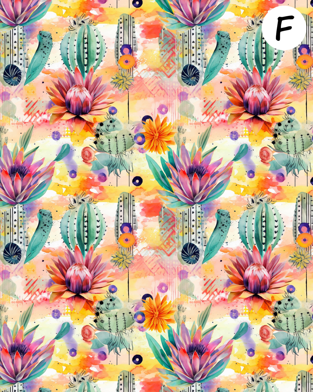 WATERCOLOR CACTUS Polymer Clay Transfer Sheets F194