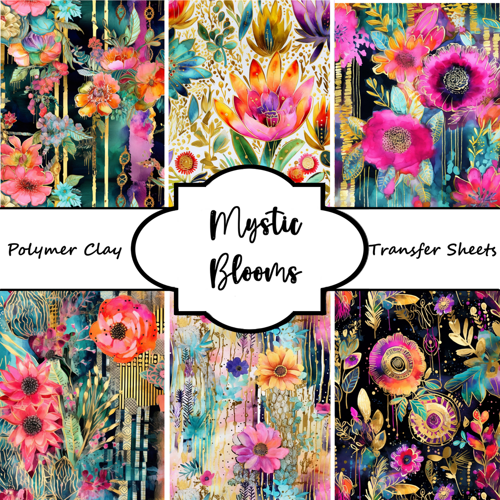 MYSTIC BLOOMS Polymer Clay Transfer Sheets F195