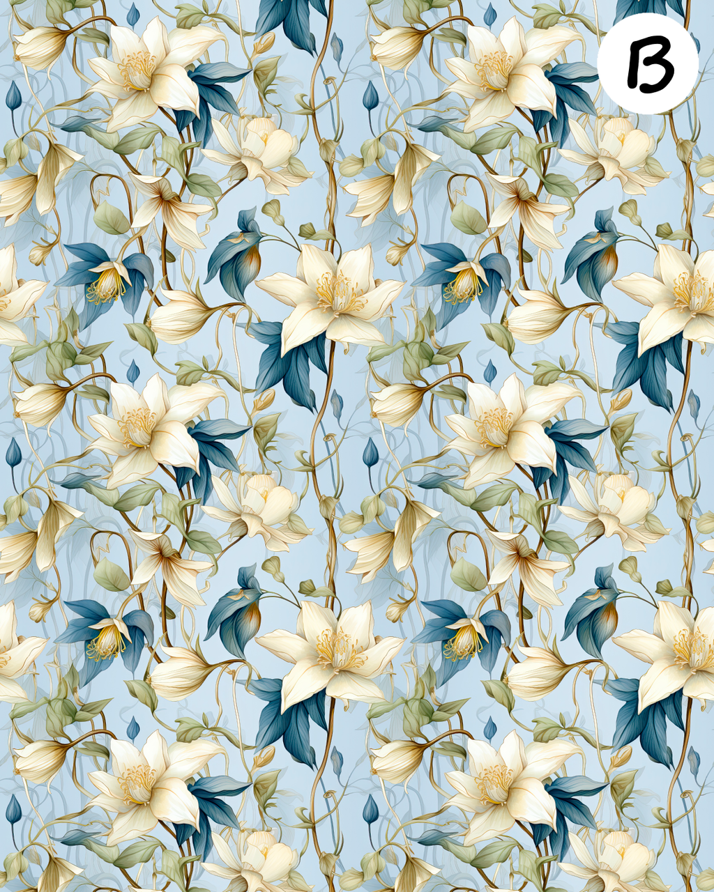 Columbine Blooms Polymer Clay Transfer Sheets | F196