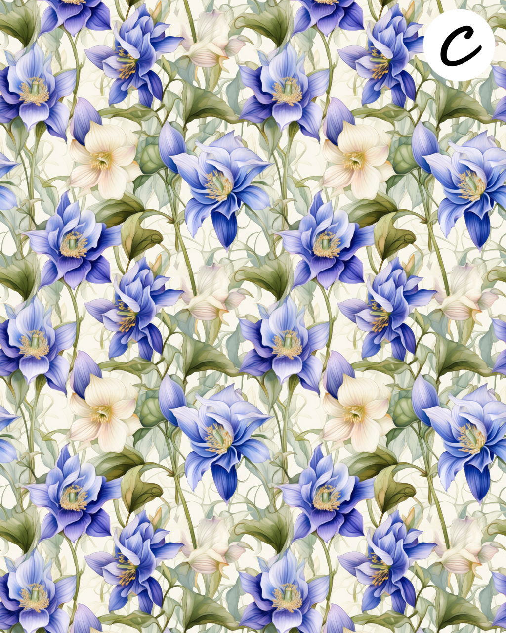 Columbine Blooms Polymer Clay Transfer Sheets | F196