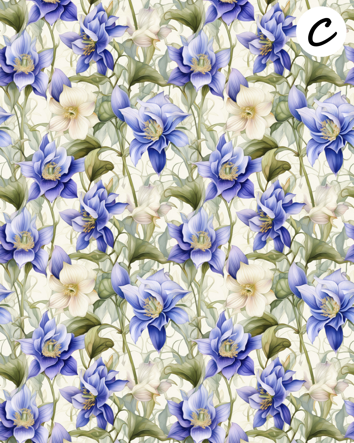 Columbine Blooms Polymer Clay Transfer Sheets | F196