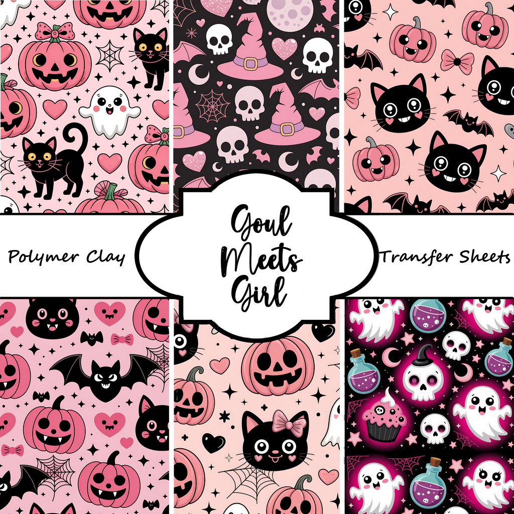 GOUL MEETS GIRL Polymer Clay Transfer Sheets | F197