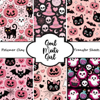 GOUL MEETS GIRL Polymer Clay Transfer Sheets | F197