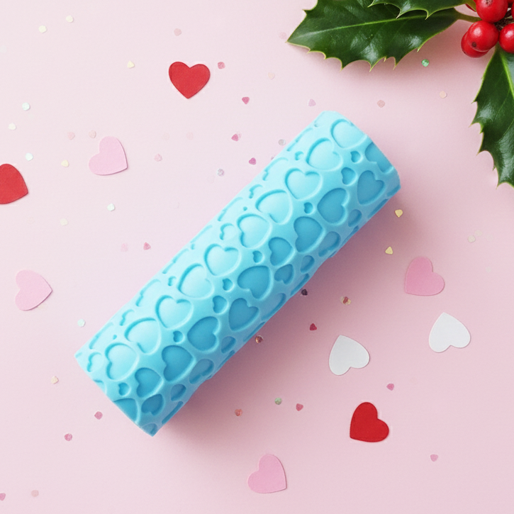 Valentine HEARTS style 1 deboss texture roller fondant polymer clay cutters jewelry