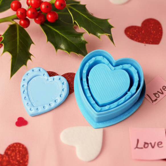 STUDDED HEART style 2 polymer clay cutter