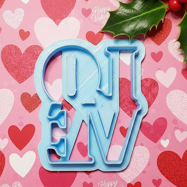 LOVE block style Valentine's Day polymer clay cutter