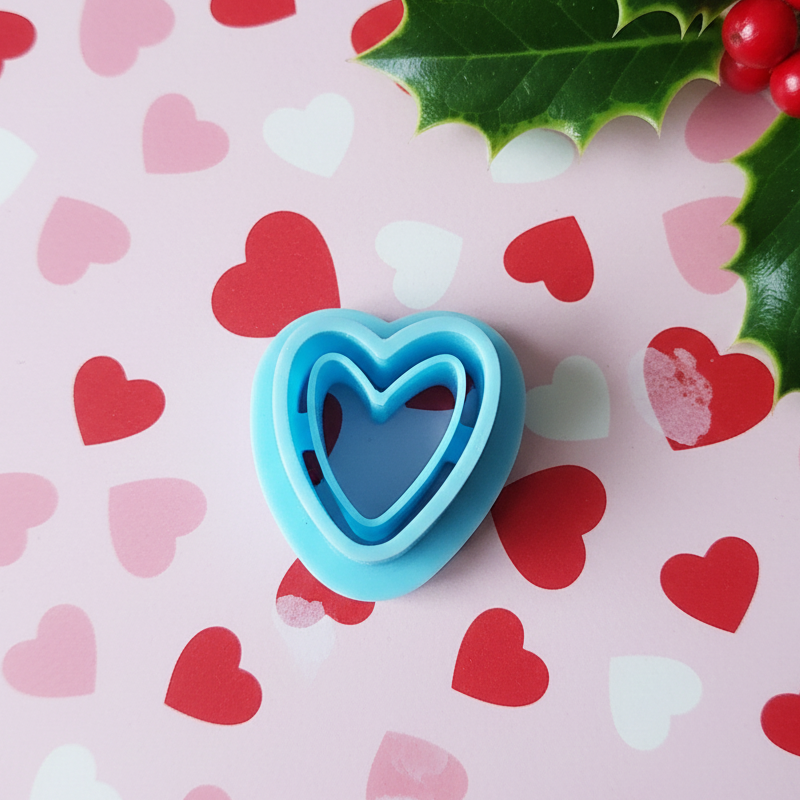 HEART with LINE frame Valentine's Day polymer clay cutter