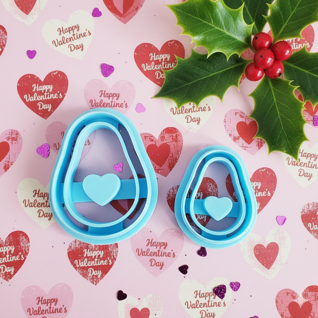 LOVE AVOCADO Valentine's Day polymer clay cutter