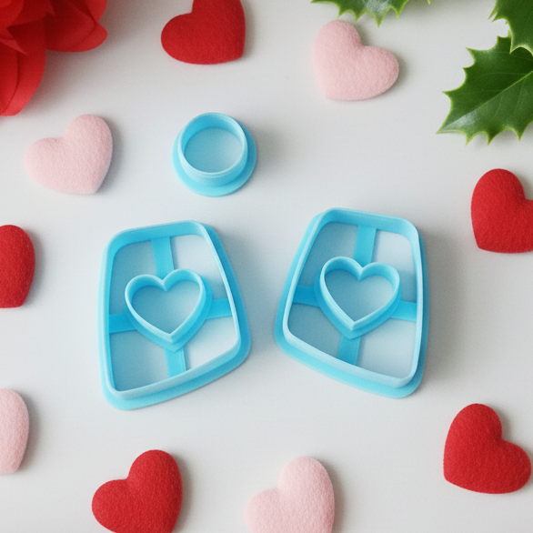 Geometric square HEART set polymer clay cutters