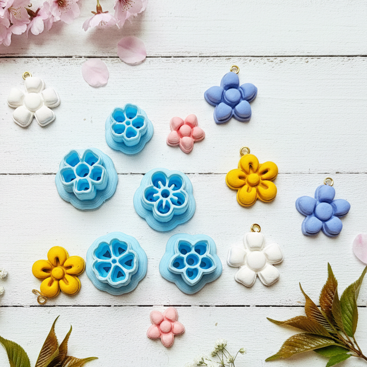 Flower Charms set clay cutters P602