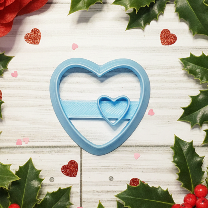 HEART with heart hole Valentin's Day polymer clay cutter