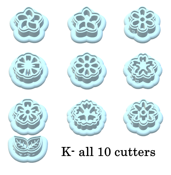 Flower Charms clay cutters P603
