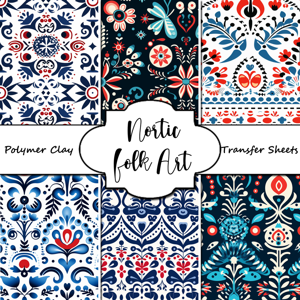 Nordic Folk Art clay transfer sheets E986
