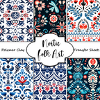 Nordic Folk Art clay transfer sheets E986