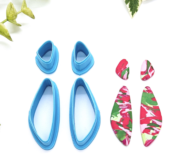 DAGGER PEBBLES drop set sharp polymer clay cutter /  jewelry earrings making / organic dangle set E232