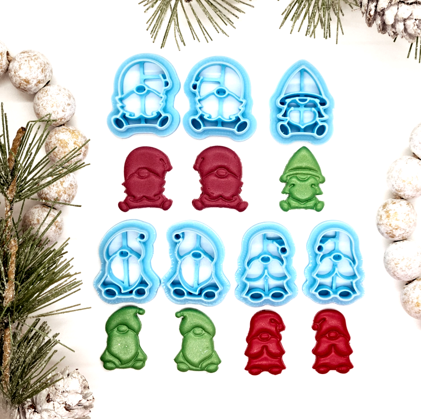 cute SANTA GNOMES / polymer clay cutter / jewelry making /fondant cake decorating