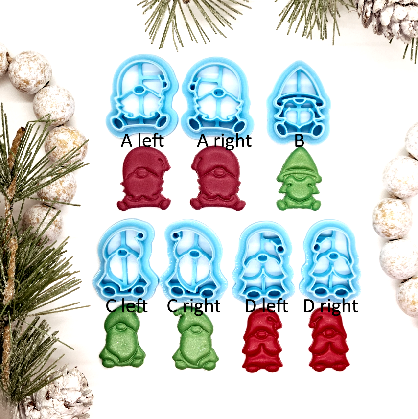 cute SANTA GNOMES / polymer clay cutter / jewelry making /fondant cake decorating