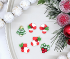 Christmas STUDS polymer clay cutter, jewelry making, fondant cake decorating, Santa hat, candy cane, pine tree cutter, Christmas stocking