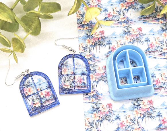 Arched WINDOW FRAME  polymer clay cutters / jewelry making / fondant cake decorating / window pane clay cutter / window clay cutter