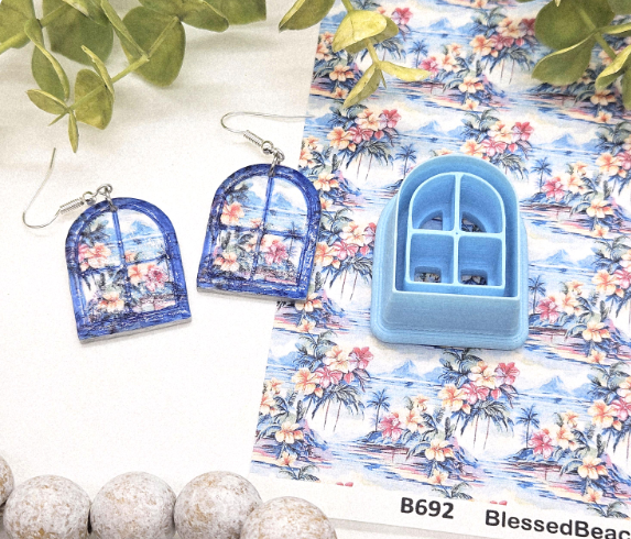 Arched WINDOW FRAME  polymer clay cutters / jewelry making / fondant cake decorating / window pane clay cutter / window clay cutter