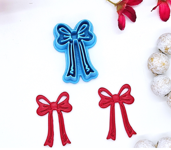 BOW 101 polymer clay cutter, jewelry making, fondant cake decorating, package bow, Christmas bow, present bow