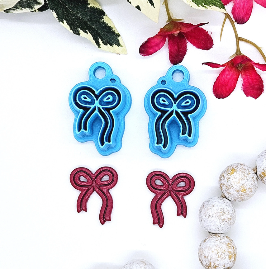 BOW 102 polymer clay cutter, jewelry making, fondant cake decorating, package bow, Christmas bow, present bow
