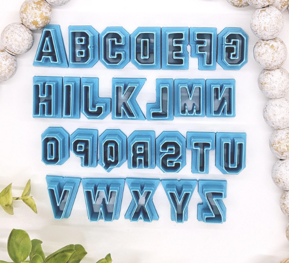 VARSITY LETTERS set / polymer clay cutters / fondant / cake decorating / block letters