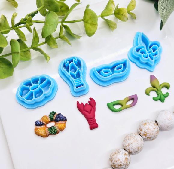 MARDI GRAS / polymer clay cutters / earrings jewelry making / fondant cake decorating