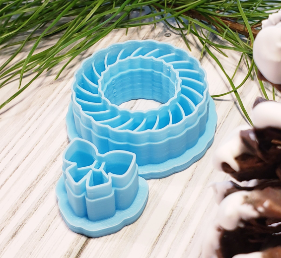 Christmas Wreath with Bow set SHARP clay cutters jewelry earrings rope style