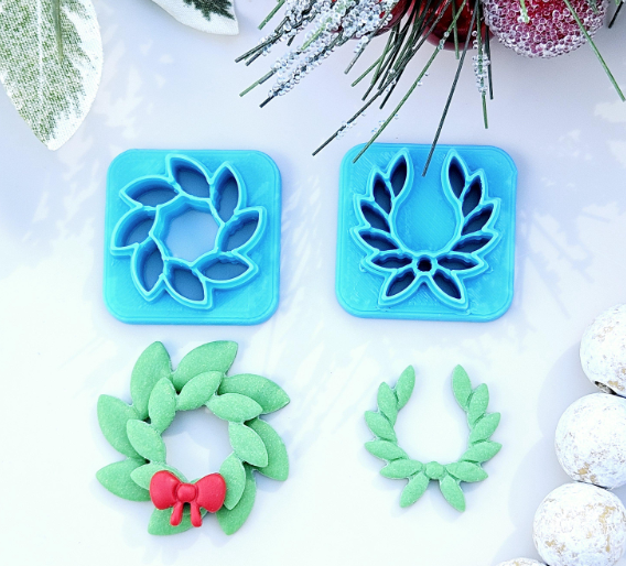 LAUREL Christmas WREATHs polymer clay cutters, jewelry making, earrings making, laurel leaf style, leaves wreath
