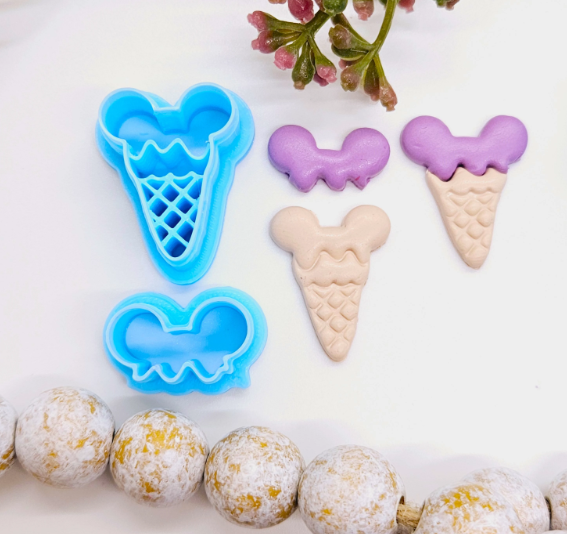 Magical ICE-CREAM Waffle Cone set polymer clay cutter