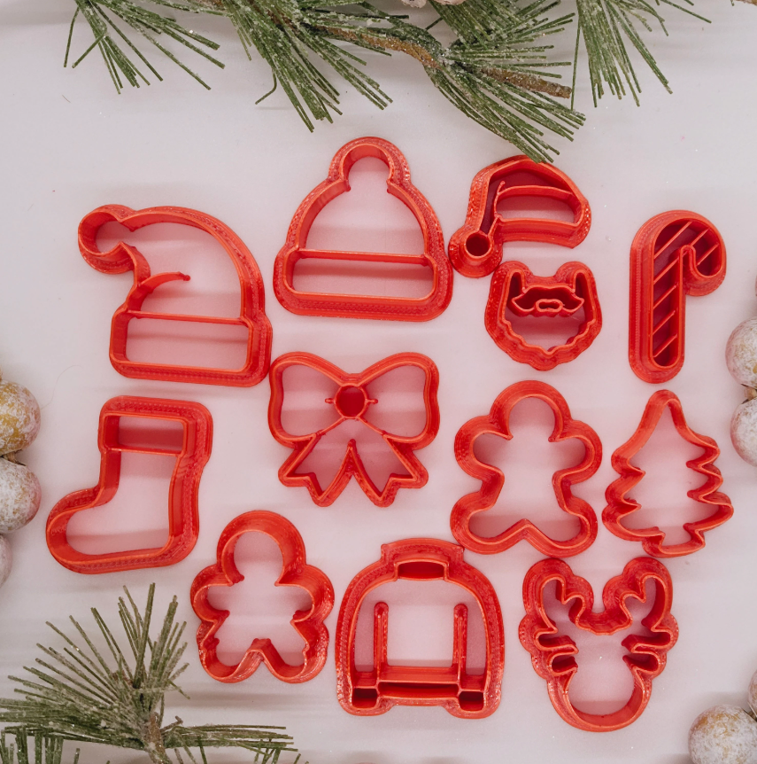 12 Piece CHRISTMAS SET Sharp polymer clay cutters for jewelry studs earrings holiday