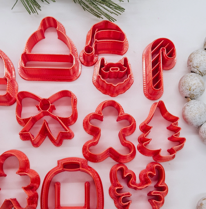12 Piece CHRISTMAS SET Sharp polymer clay cutters for jewelry studs earrings holiday