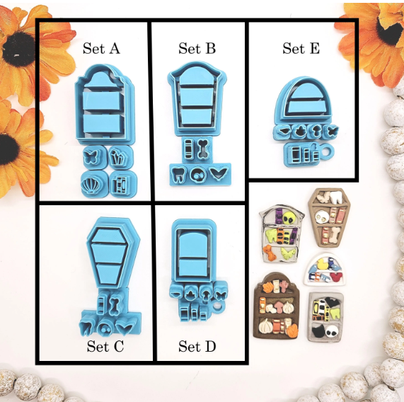 HALLOWEEN BOOKSHELF set with mini books / Polymer Clay Cutter for Jewelry Making and fondant cake decorating