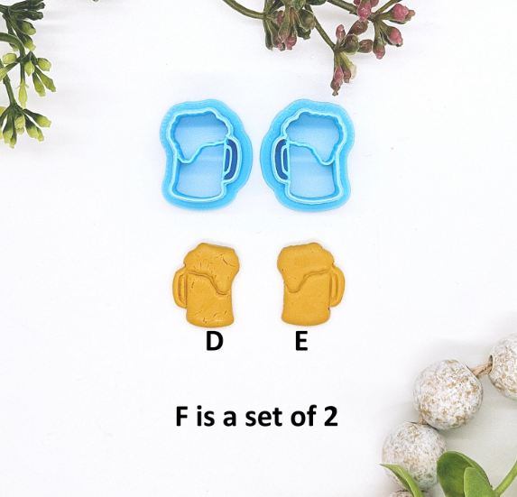 BEER MUG & bottle sharp clay cutters set for jewelry earrings bundle