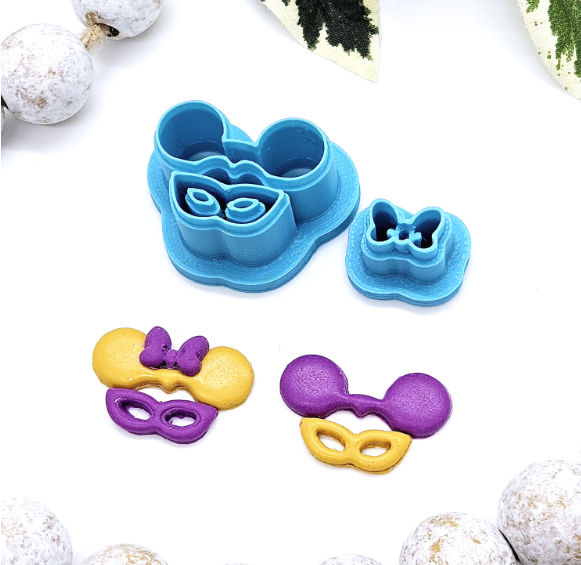 MARDI GRAS Ears Mask Bow / polymer clay cutters / earrings jewelry making / fondant cake decorating / magical mardi gras