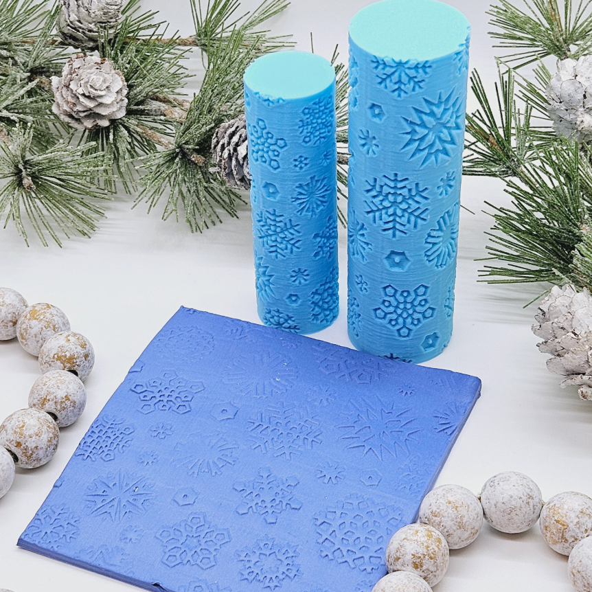 LARGE SNOWFLAKES debossing texture roller polymer clay cutters for jewelry earrings and fondant